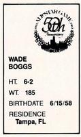 1983 All-Star Game Program Inserts #NNO Wade Boggs Back
