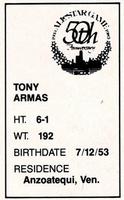 1983 All-Star Game Program Inserts #NNO Tony Armas Back