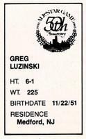 1983 All-Star Game Program Inserts #NNO Greg Luzinski Back
