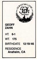 1983 All-Star Game Program Inserts #NNO Geoff Zahn Back