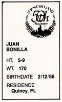 1983 All-Star Game Program Inserts #NNO Juan Bonilla Back