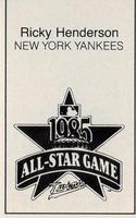1985 All-Star Game Program Inserts #NNO Rickey Henderson Back