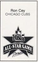 1985 All-Star Game Program Inserts #NNO Ron Cey Back