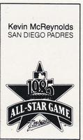 1985 All-Star Game Program Inserts #NNO Kevin McReynolds Back