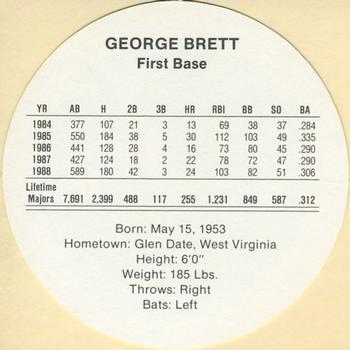 1989 Cadaco Discs #NNO George Brett Back