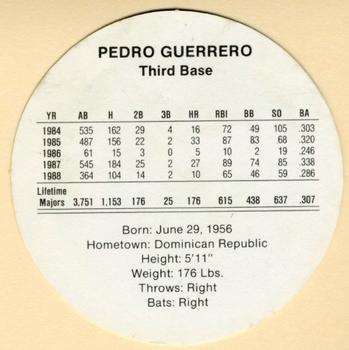 1989 Cadaco Discs #NNO Pedro Guerrero Back