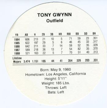 1989 Cadaco Discs #NNO Tony Gwynn Back