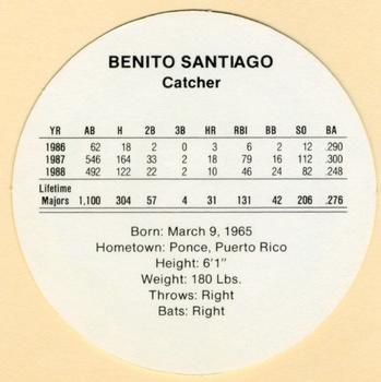 1989 Cadaco Discs #NNO Benito Santiago Back