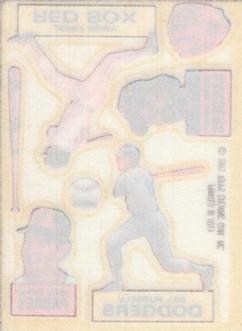 1985 Topps Rub-downs #NNO Steve Garvey / Jerry Remy / Bill Russell / George Wright Back