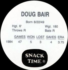 1985 Cain's Detroit Tigers Discs #NNO Doug Bair Back