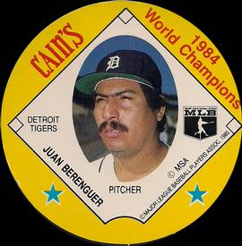 1985 Cain's Detroit Tigers Discs #NNO Juan Berenguer Front