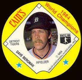 1985 Cain's Detroit Tigers Discs #NNO Dave Bergman Front