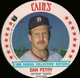 1986 Cain's Detroit Tigers Discs #12 Dan Petry Front