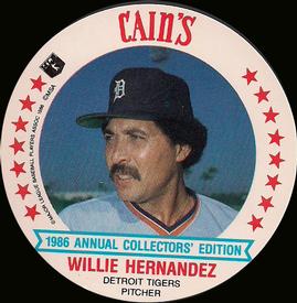 1986 Cain's Detroit Tigers Discs #2 Willie Hernandez Front