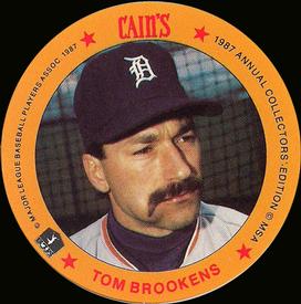 1987 Cain's Detroit Tigers Discs #1 Tom Brookens Front