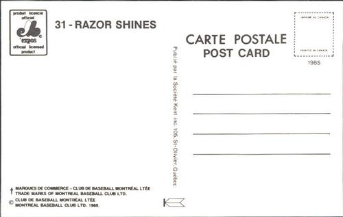 1985 Montreal Expos Postcards #NNO Razor Shines Back