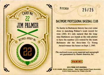2012 Playoff Prime Cuts - Retired Jersey Numbers Signatures #22 Jim Palmer Back