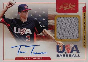 2012 Playoff Prime Cuts - USA Baseball Collegiate National Team Game Jersey Signatures #20 Trea Turner Front