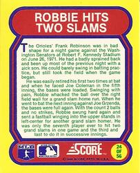 1988 Score - Magic Motion: Great Moments in Baseball #24 Frank Robinson: 06/26/1971 Back