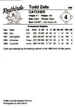 1989 Louisville Redbirds #4 Todd Zeile - Awaiting throw Back