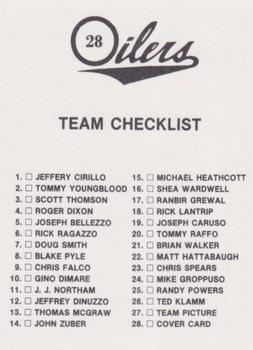1989 Peninsula Oilers #28 Title Card Back