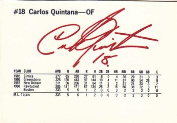 1989 Dunkin' Donuts Pawtucket Red Sox #NNO Carlos Quintana Back