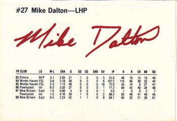 1989 Dunkin' Donuts Pawtucket Red Sox #NNO Mike Dalton Back