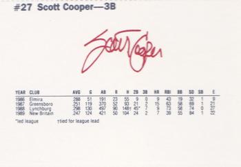 1990 Dunkin' Donuts Pawtucket Red Sox #3 Scott Cooper Back