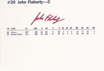 1990 Dunkin' Donuts Pawtucket Red Sox #6 John Flaherty Back