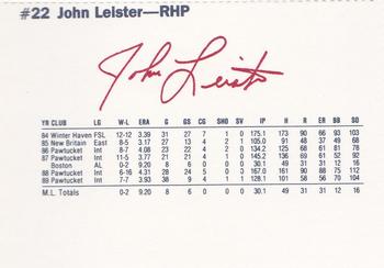1990 Dunkin' Donuts Pawtucket Red Sox #13 John Leister Back