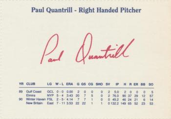 1991 Dunkin' Donuts Pawtucket Red Sox #NNO Paul Quantrill Back