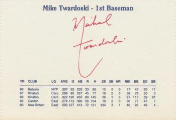 1991 Dunkin' Donuts Pawtucket Red Sox #NNO Mike Twardoski Back