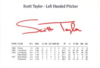 1992 Dunkin' Donuts Pawtucket Red Sox #NNO Scott Taylor Back