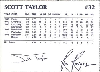 1993 Dunkin' Donuts Pawtucket Red Sox #NNO Scott Taylor Back