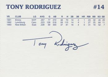 1994 Dunkin' Donuts Pawtucket Red Sox #NNO Tony Rodriguez Back