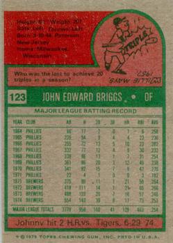1975 Topps #123 Johnny Briggs Back