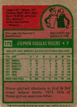 1975 Topps #173 Steve Rogers Back