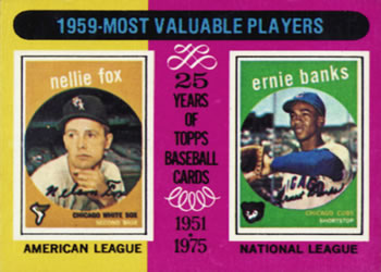 1975 Topps #197 1959 MVPs (Nellie Fox / Ernie Banks) Front
