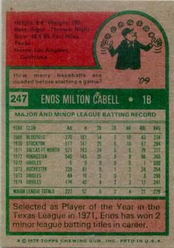 1975 Topps #247 Enos Cabell Back