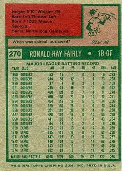 1975 Topps #270 Ron Fairly Back