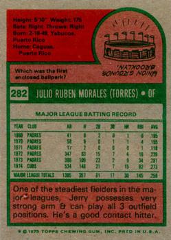 1975 Topps #282 Jerry Morales Back
