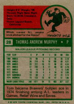 1975 Topps #28 Tom Murphy Back