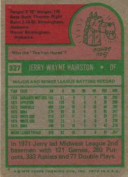 1975 Topps #327 Jerry Hairston Back