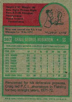 1975 Topps #367 Craig Robinson Back