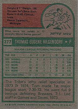 1975 Topps #377 Tom Hilgendorf Back