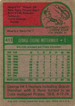 1975 Topps #411 George Mitterwald Back