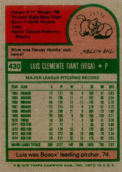 1975 Topps #430 Luis Tiant Back