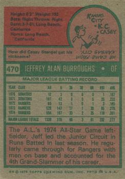 1975 Topps #470 Jeff Burroughs Back