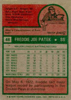 1975 Topps #48 Freddie Patek Back
