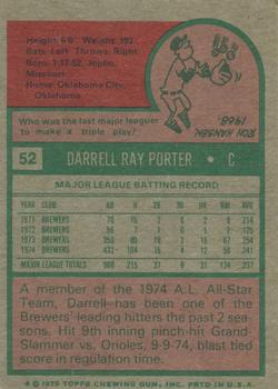 1975 Topps #52 Darrell Porter Back
